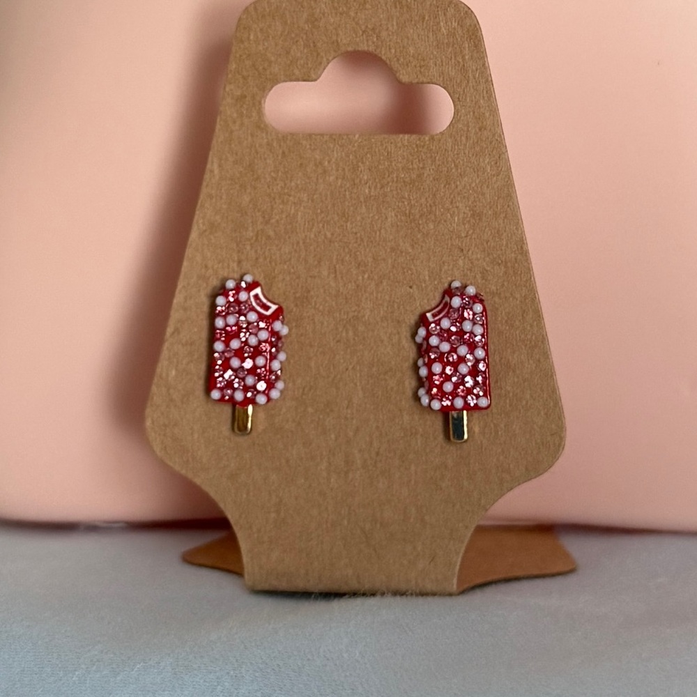 BaubleBar Ice Cream Bar Stud Earrings – Pink Sprinkle Popsicle Design